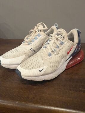 Nike Air Max 270 Sneakers - White with Red and Navy Accents